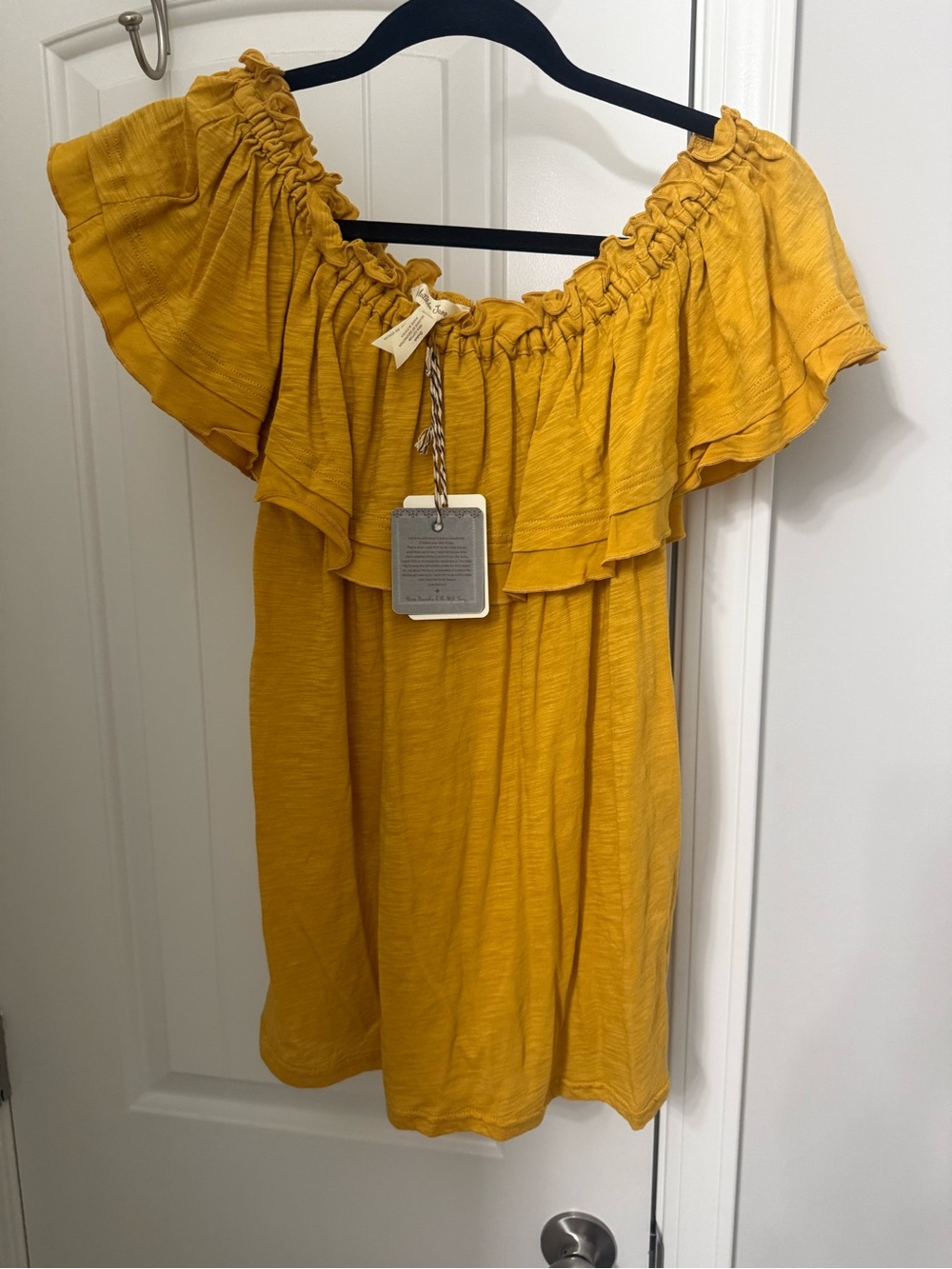 Matilda Jane Golden Mustard Ruffle Off-Shoulder Top